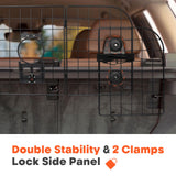 QuliMetal Adjustable Dog Car Barrier for SUV, 36.5–60 Inch, Mesh with Pet Window, 2 Elastic Ropes