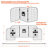 QuliMetal Adjustable Dog Car Barrier for SUV, 36.5–60 Inch, Mesh with Pet Window, 2 Elastic Ropes