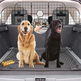 QuliMetal Adjustable Dog Car Barrier for SUV, 36.5–60 Inch, Mesh with Pet Window, 2 Elastic Ropes